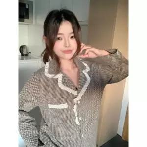 윈터솔져 바지 면 가을 커플 긴팔 잠옷세트 배기 세트 체크 실내복 KUK3