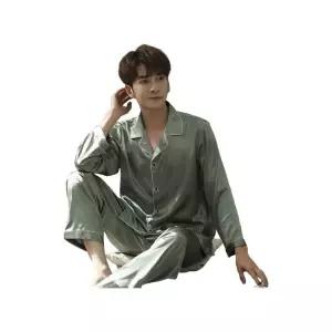 남성실크잠옷 가을 봄 실크잠옷 긴소매 플러스 세트 사이즈 가정 실크 의류 실내복