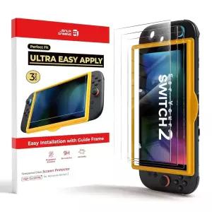 JSAUX 3-Pack Tempered Glass Screen Protector for Nintendo Switch 2 (2025), Easy to Install with Guid