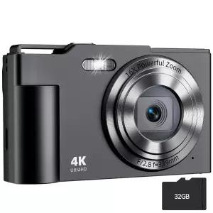 디지털 카메라, FHD 4K 포인트 및 촬영 16배 줌 흔들림 방지, 48MP 컴팩트 소형 32GB 카드 포함, 남아 여아