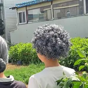 곱슬머리 가발 할머니 곱슬 복고풍 파티 여성 연극-WFNYHUM