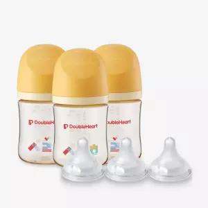 더블하트 PPSU 젖병 모유실감 헤리티지 사랑해 160ml 싱글팩 트리플 세트 (젖병3개+젖꼭지S 3입)