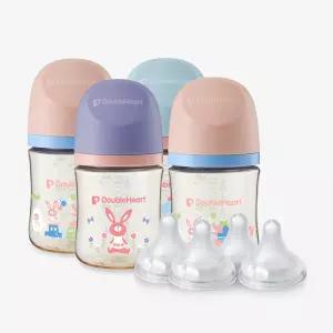 더블하트 PPSU 젖병 모유실감 디어프렌즈 160ml 싱글팩 쿼드라 세트 (젖병4개+젖꼭지S 4입)