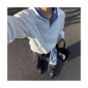 남성용 집업 가디건 그레이계열 리버시블 체크 카디건 후드 가을 커플 KS3