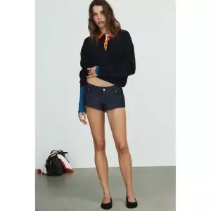 ZARA 자라 배색 칼라 니트 폴로셔츠 - 블루 3946408