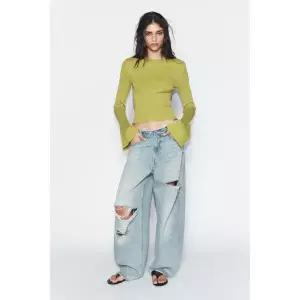 ZARA 자라 포인텔 벨 슬리브 니트 스웨터 - 초록 3885911