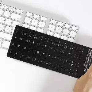 10Pcs 키보드 스티커 검정색 배경 흰색 글자 범용 다국어 키보드 스킨 노트북 노트북 보호기