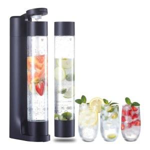 가정용 탄산음료 제조기 음료 디스펜서, BPA 프리 병 2개 포함 스트리밍 제조기(1L), 스크류 인 60L CO2와 호환되는 셀처 제조기(포함되지 않음), 블랙