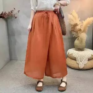 엘럽 치마 바지 여성 면 여름 모시 와이드 끈 밴딩 솔리드 안감 덧장 9부 박템2