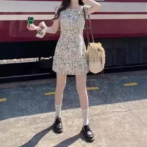 엘럽 원피스 여성 면 롱스커트 반팔 꽃 편지 모네 라운드 봄여름 플라워 박템2