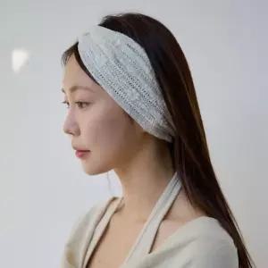[옷자락]여자 봄 여름 플라워 스카시 꼬임머리띠 와이드 헤어밴드