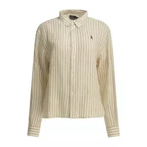 로고 자수 버티컬 스트라이프 셔츠 211935130504 1323 DUNE TAN WHITE