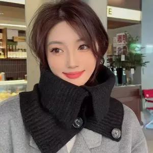 [에스에스_64]여성 버튼 넥호야 하이 넥워머 머플러 목도리