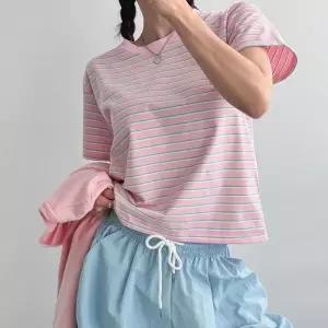 /옷자락 여자 크롭 박스티 여름데일리 티셔츠
