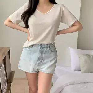 /옷자락 여자 린넨반팔티 유브이 여름 티셔츠