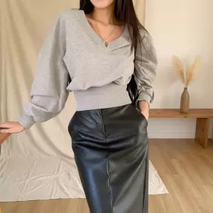 여성 브이넥 오프숄더 절개 맨투맨티 판초 망토