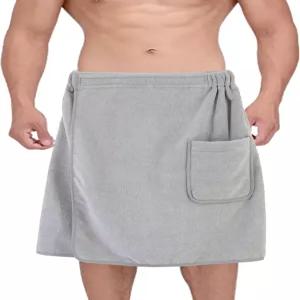 남성용 폴리테 퀵 드라이 극세사 목욕 타월 바디 랩 원 사이즈(그레이)