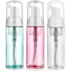 3팩 펌프 여행용 60ML 2온스 소형 무스 발포 비누 디스펜서 투명 플라스틱 디스펜서 미니 리필 가능 용기 혼합 색상