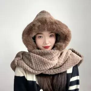 [하프클럽/]포근하루 일체형 후드 머플러 겨울목도리장갑 장갑목