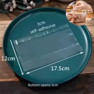 투명 샌드위치 포장 가방 100개 플라스틱 햄버거 자체 접착 밀봉 일회용 용지 S Adhesive 5x5x5센티미터