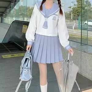 [교복몰]고품질 ToB 화이트라인 큐티바니 그레이블루 마린 세라복 긴팔 세일러복 세라복대여 WFM2EMN