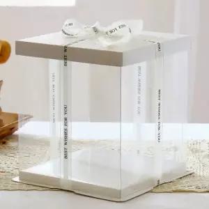 투명 케이크 포장 상자 리본 없는 생일 선물 플라스틱 베이커리 장식 S3 1 WhiteS As picture