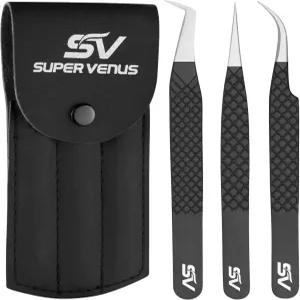 SV 래쉬 핀셋 익스텐션 세트 5Pcs 스테인리스 스틸 속눈썹 볼륨/격리 네일 아트 커브드 블랙