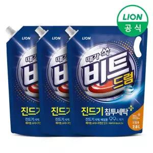 세탁세제 액체 2L 파우치 리필형 3개 드럼용 진드기 찌든때 제거 베이킹소다