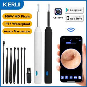 귀이개내시경 귀후비개 귀파개 귀지 제거 카메라 귀청소 KERUI 5MP 스마트 비주얼 청소기 LED WIFI 조명 내장 연결 안드로이드IOS용