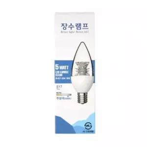 장수램프 5W LED촛대구 E17 주광색(투명)전구6500K