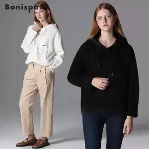 [보니스팍스][보니스팍스(Bonispax)] 뒷지퍼 밑단 스트링 우븐배색 후드 (택가격 1590