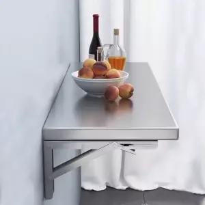 GJZDPMY 스테인리스 스틸 접이식 벽 책상 및 식탁 야외용 브러시 마감 공간 절약 디자인 90 x 35 cm 가정