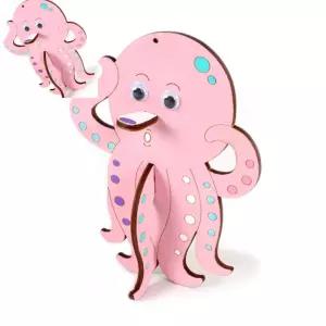 오랴 우드동물 문어  나무조립장난감 목재조립키트 목재피규어