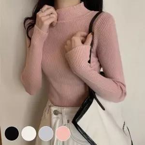 [라일리여성의류] Rly 기본 골지니트 여성 반목 폴라티 슬림핏 긴팔 이