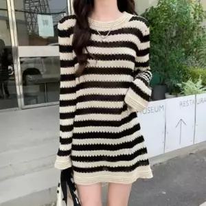 [텐바이텐][홍은]원피스 간절기 데일리 미니 하객룩 긴팔 펀칭 여자 데일리 스