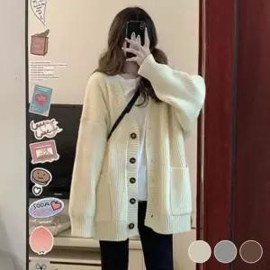 [라일리여성의류] Rly 여성 오픈 니트가디건 루즈 숄 롱가디건 여자가디