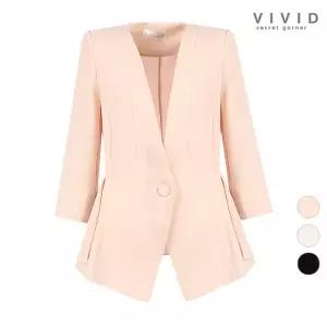[비비드시크릿가너]VIVID 여성 노카라 날개원버튼 여름 정장 자켓