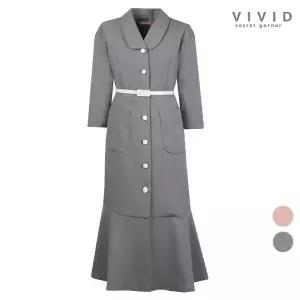 [비비드시크릿가너]VIVID 여성 단추오픈 벨티드 정장원피스