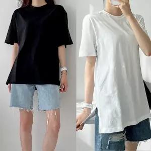 [하프클럽/코디제이]여자 W 레이어드 반팔티 3XL까지 무지 흰티 이너티 빅사