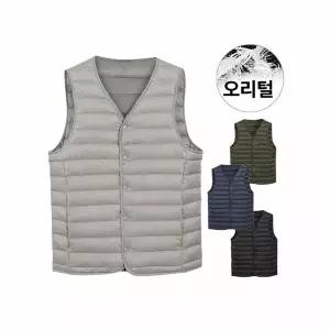 [하프클럽/디바옴므]덕다운 컴팩트 초경량 패딩조끼 골프 돗도 오리털 브이넥