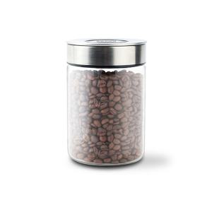 누보 원터치 밀폐용기 700 ml 유리 스텐 진공 원두 홈카페 글라스 캐니스터 투명 유리병 대형