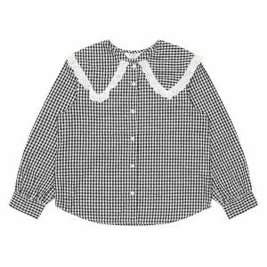[보리보리/에꼴리에]여아 체크 레이스 카라 블라우스 23A5651_BK