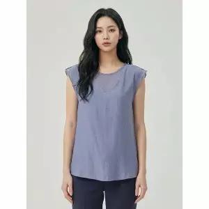[하프클럽/올리비아하슬러]블루 실버V라인 라운드 민소매 블라우스 OHCMBL207