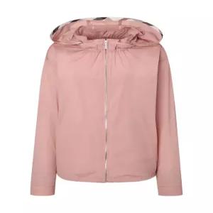 닥스 여성 25SS [바람막이]핑크 체크 배색 탈착 후드 경량 숏 점퍼 DLJU5B403P2