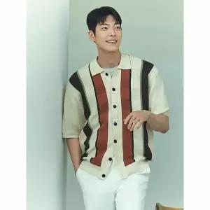 [하프클럽/파렌하이트]스트라이프 반팔 가디건 (FIUCD8114)