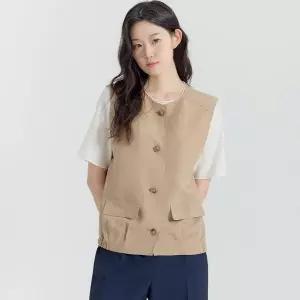 [하프클럽/지센](2컬러) 린넨혼방 버튼업 베스트 LCVTP421