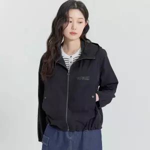[하프클럽/지센](2컬러) 스판 후드 레터링자수 크롭 코트 LCCAP328