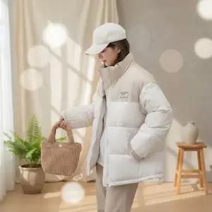 [하프클럽/옷자락]여성 겨울 골덴 하이넥 숏패딩 점퍼