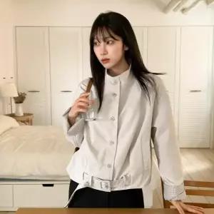 [하프클럽/다잇템]여자 탱크 클래식 폴라넥 소매배색 스트랩 자켓