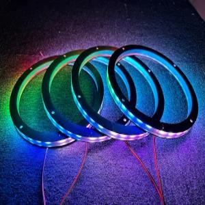 산도 테크 4PCS 8 RGB 드림 컬러 체이스 멀티 LED 스피커 링 라이트 음악 댄싱 플로우 동축 자동차 트럭